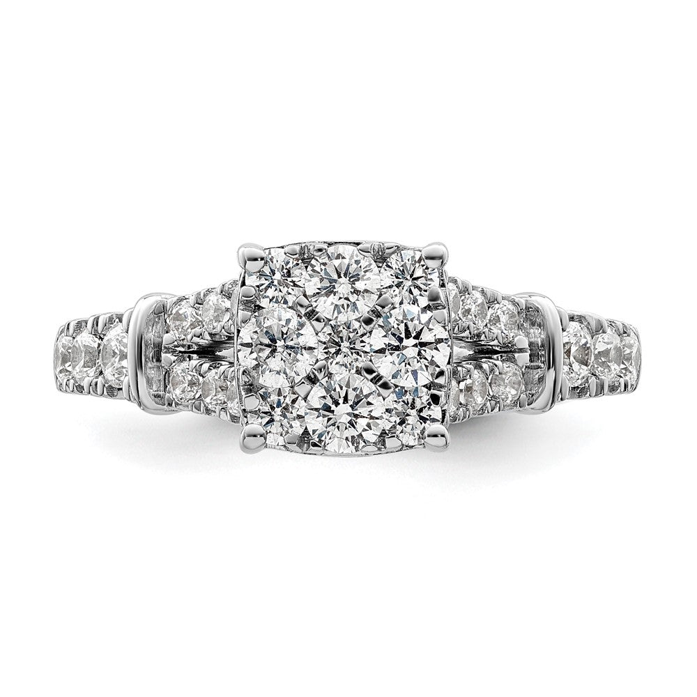 14K Weißgold Verlobungsring mit 1 ct. Laborgezüchteten Diamanten in Cluster-Fassung, VS/SI+ G+