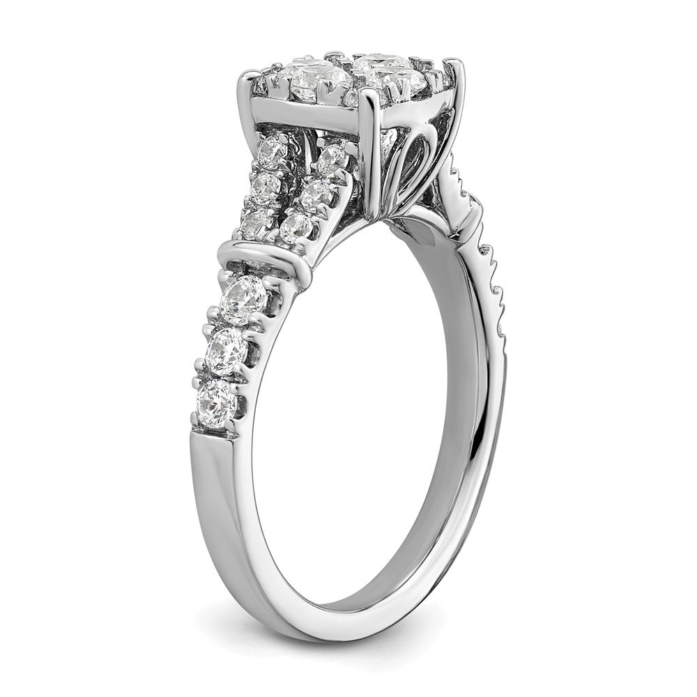 14K Weißgold Verlobungsring mit 1 ct. Laborgezüchteten Diamanten in Cluster-Fassung, VS/SI+ G+