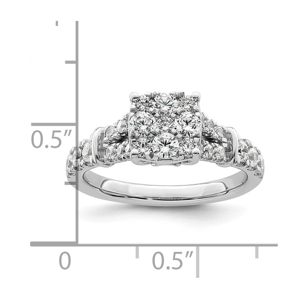 14K Weißgold Verlobungsring mit 1 ct. Laborgezüchteten Diamanten in Cluster-Fassung, VS/SI+ G+