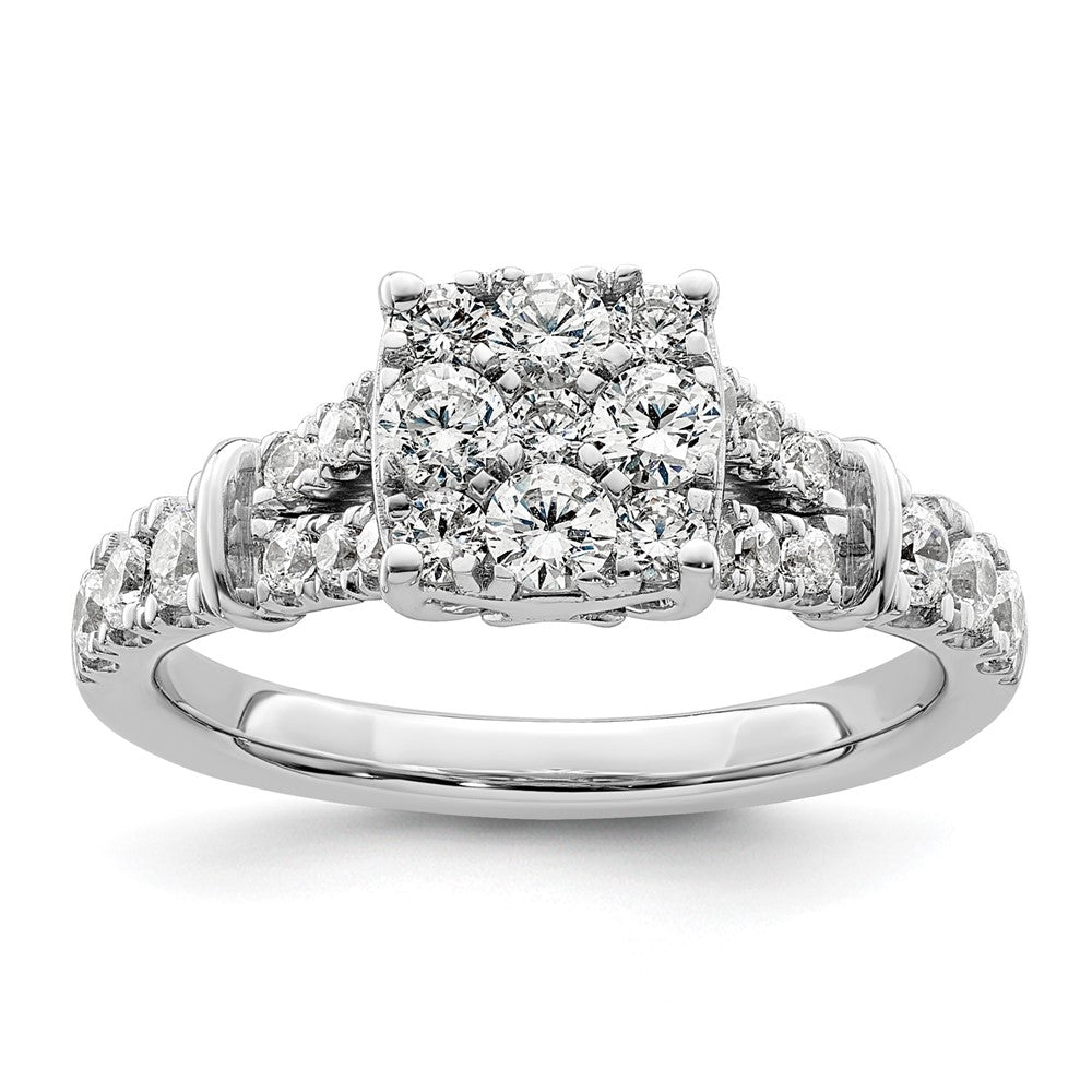 14K Weißgold Verlobungsring mit 1 ct. Laborgezüchteten Diamanten in Cluster-Fassung, VS/SI+ G+