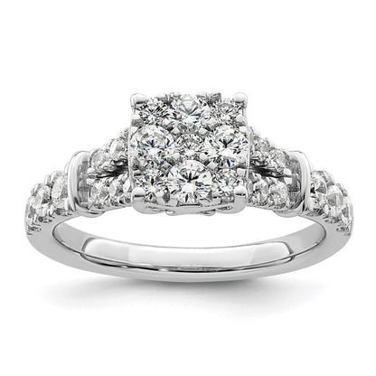 14K Weißgold Verlobungsring mit 1 ct. Laborgezüchteten Diamanten in Cluster-Fassung, VS/SI+ G+