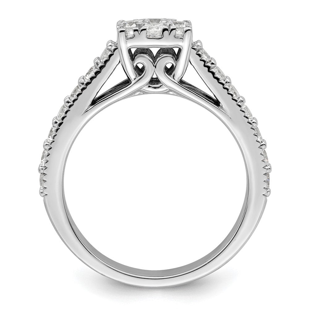 14K Weißgold Verlobungsring mit 1 ct. Labor-Diamant VS/SI+ G+ im Cluster-Design
