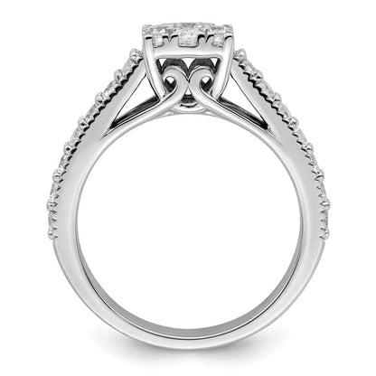 14K Weißgold Verlobungsring mit 1 ct. Labor-Diamant VS/SI+ G+ im Cluster-Design