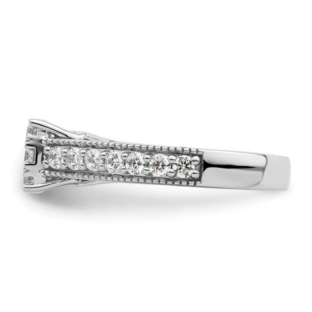 14K Weißgold Verlobungsring mit 1 ct. Labor-Diamant VS/SI+ G+ im Cluster-Design