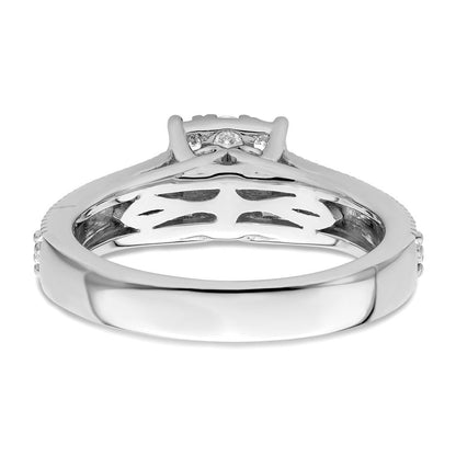 14K Weißgold Verlobungsring mit 1 ct. Labor-Diamant VS/SI+ G+ im Cluster-Design