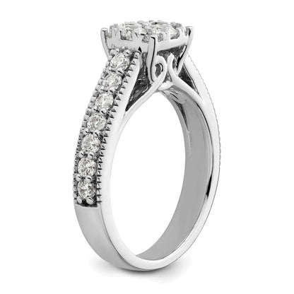 14K Weißgold Verlobungsring mit 1 ct. Labor-Diamant VS/SI+ G+ im Cluster-Design