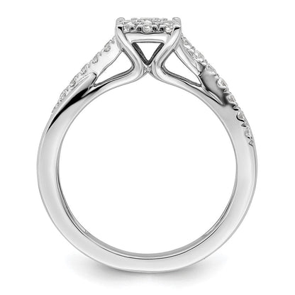 14K Weißgold Verlobungsring mit 0,5 ct. Laborgezüchteten Diamanten VS/SI+ G+ im Cluster-Design
