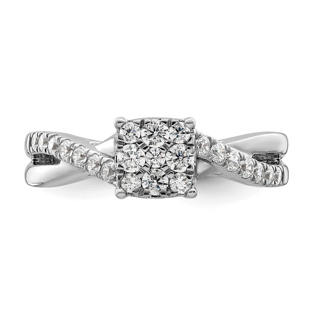 14K Weißgold Verlobungsring mit 0,5 ct. Laborgezüchteten Diamanten VS/SI+ G+ im Cluster-Design