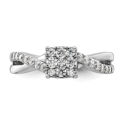 14K Weißgold Verlobungsring mit 0,5 ct. Laborgezüchteten Diamanten VS/SI+ G+ im Cluster-Design