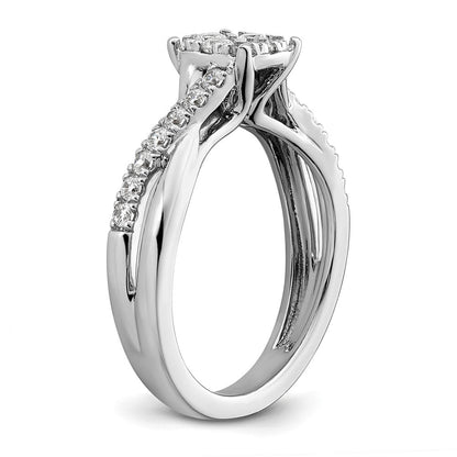 14K Weißgold Verlobungsring mit 0,5 ct. Laborgezüchteten Diamanten VS/SI+ G+ im Cluster-Design