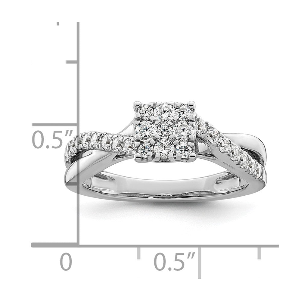 14K Weißgold Verlobungsring mit 0,5 ct. Laborgezüchteten Diamanten VS/SI+ G+ im Cluster-Design