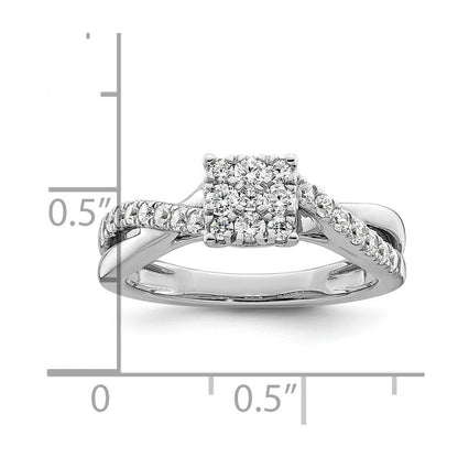 14K Weißgold Verlobungsring mit 0,5 ct. Laborgezüchteten Diamanten VS/SI+ G+ im Cluster-Design