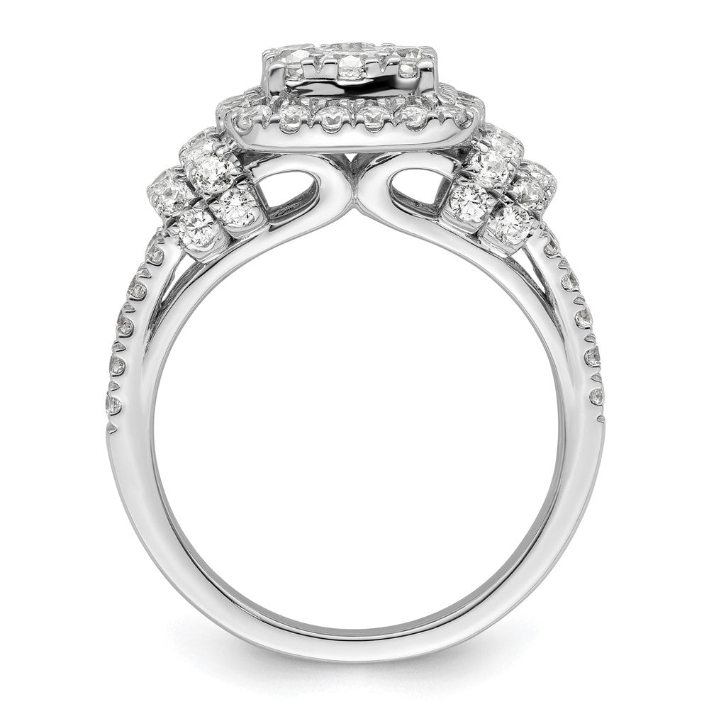 14K Weißgold Verlobungsring mit Cluster-Fassung, 1,5 ct. Labor gezüchteten Diamanten, VS/SI+ G+