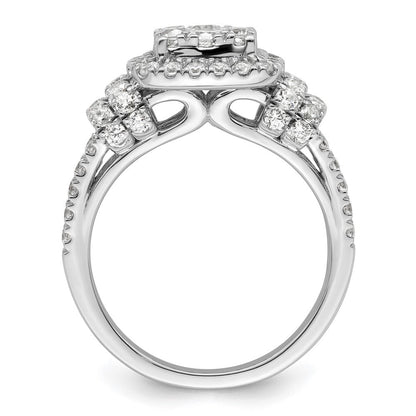 14K Weißgold Verlobungsring mit Cluster-Fassung, 1,5 ct. Labor gezüchteten Diamanten, VS/SI+ G+