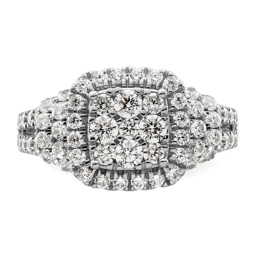 14K Weißgold Verlobungsring mit Cluster-Fassung, 1,5 ct. Labor gezüchteten Diamanten, VS/SI+ G+