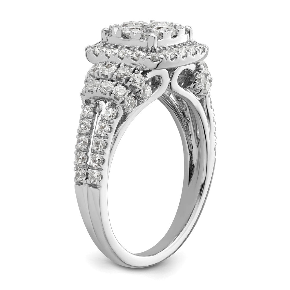 14K Weißgold Verlobungsring mit Cluster-Fassung, 1,5 ct. Labor gezüchteten Diamanten, VS/SI+ G+