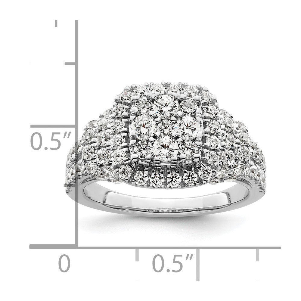 14K Weißgold Verlobungsring mit Cluster-Fassung, 1,5 ct. Labor gezüchteten Diamanten, VS/SI+ G+