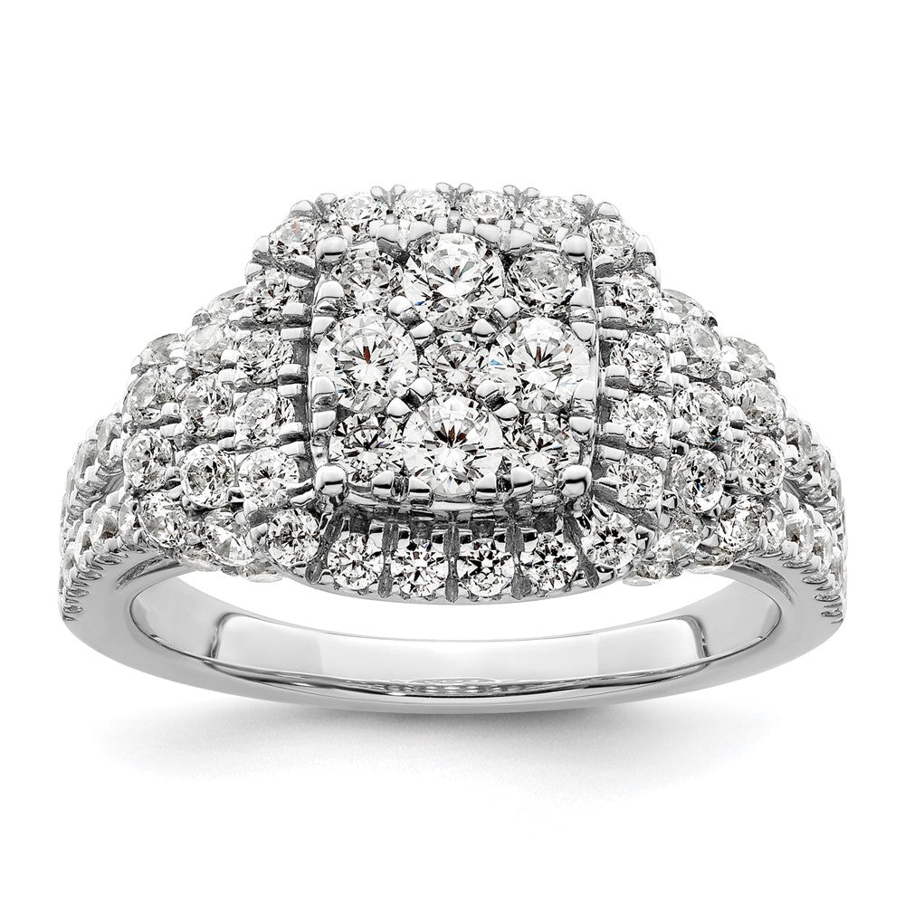 14K Weißgold Verlobungsring mit Cluster-Fassung, 1,5 ct. Labor gezüchteten Diamanten, VS/SI+ G+
