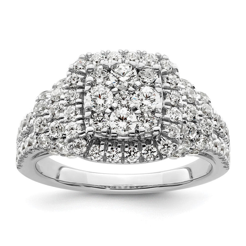 14K Weißgold Verlobungsring mit Cluster-Fassung, 1,5 ct. Labor gezüchteten Diamanten, VS/SI+ G+