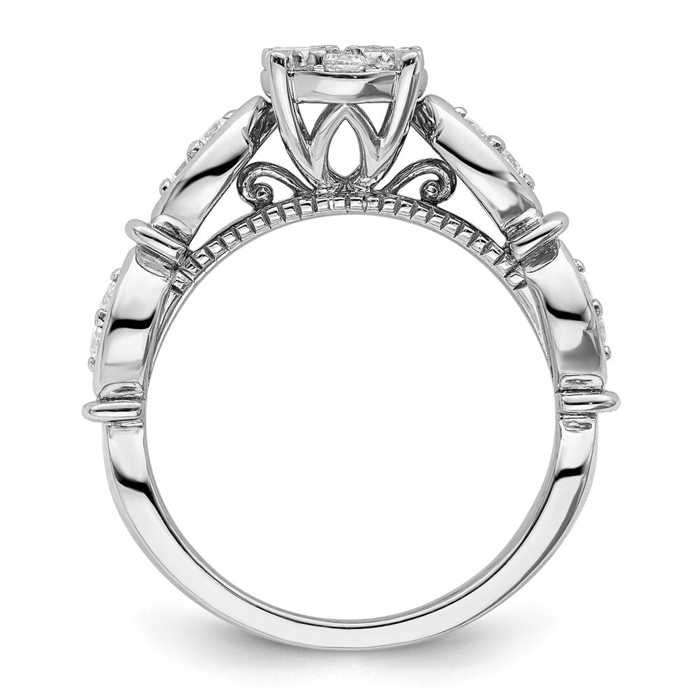 14K Weißgold Ring mit im Labor gezüchteten Diamanten VS/SI+ G+ im Cluster-Design