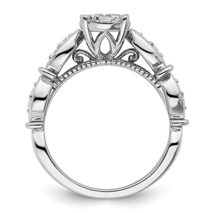 14K Weißgold Ring mit im Labor gezüchteten Diamanten VS/SI+ G+ im Cluster-Design