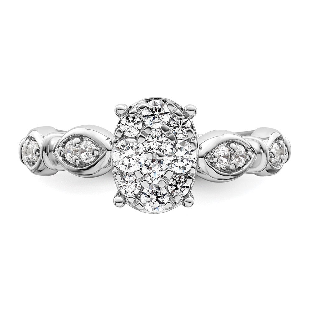 14K Weißgold Ring mit im Labor gezüchteten Diamanten VS/SI+ G+ im Cluster-Design
