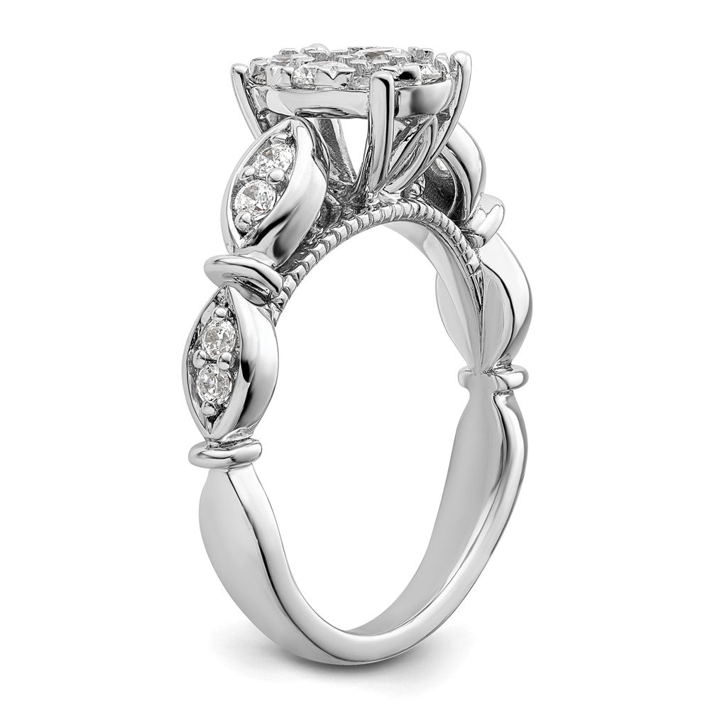 14K Weißgold Ring mit im Labor gezüchteten Diamanten VS/SI+ G+ im Cluster-Design