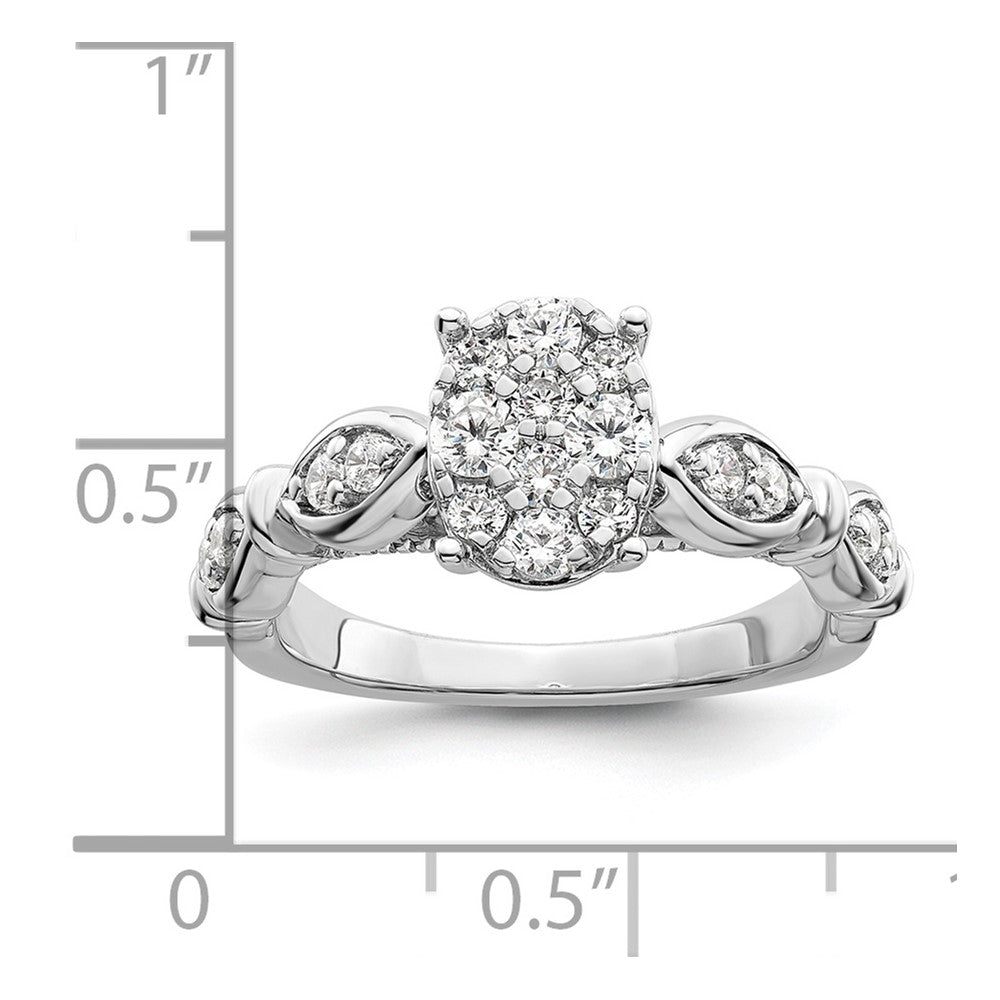 14K Weißgold Ring mit im Labor gezüchteten Diamanten VS/SI+ G+ im Cluster-Design