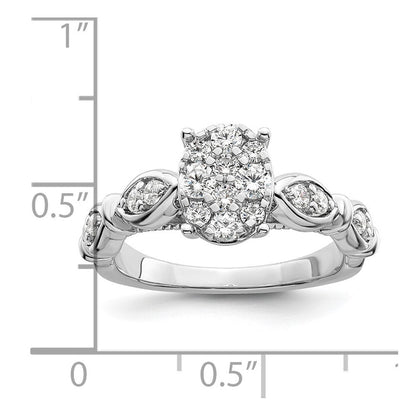 14K Weißgold Ring mit im Labor gezüchteten Diamanten VS/SI+ G+ im Cluster-Design