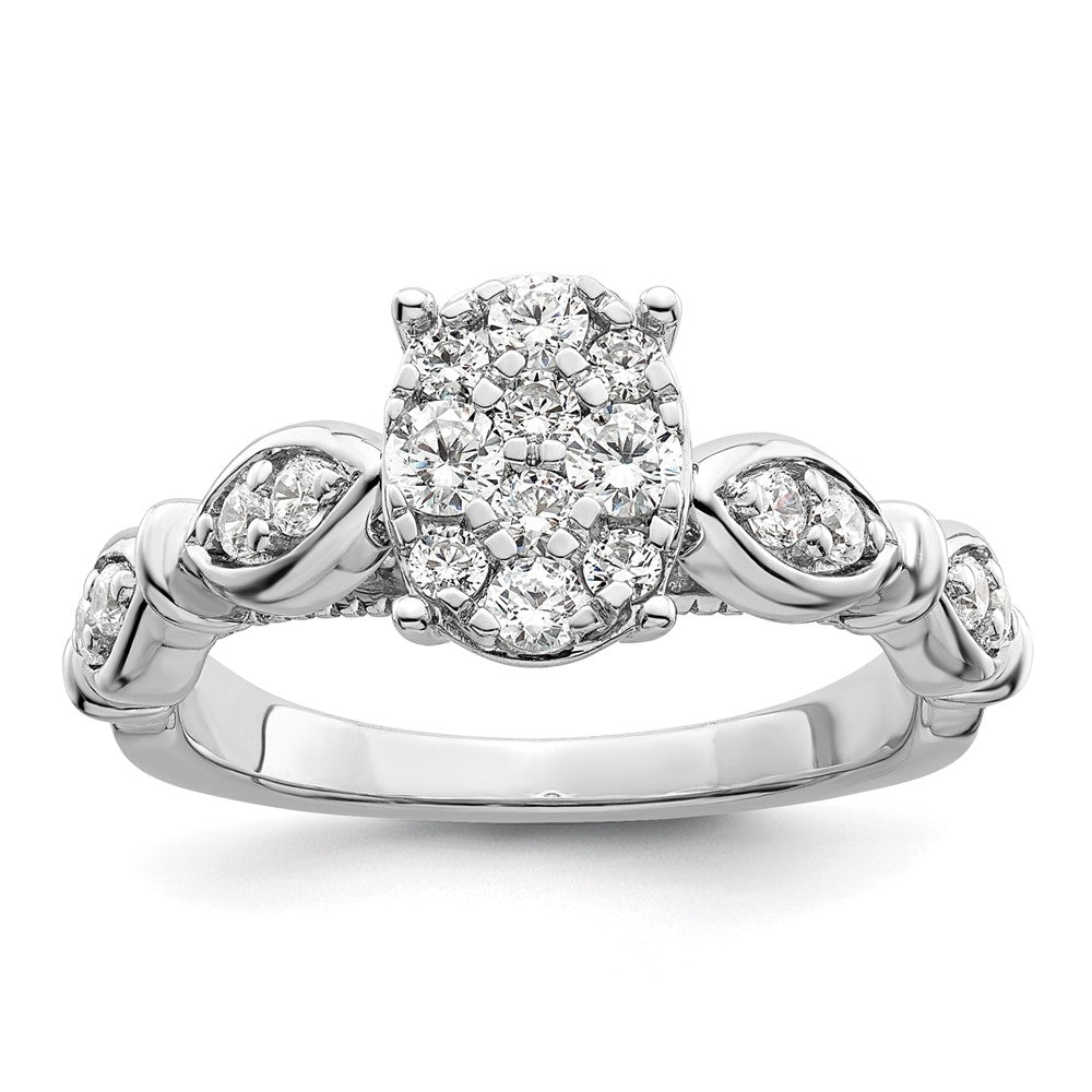 14K Weißgold Ring mit im Labor gezüchteten Diamanten VS/SI+ G+ im Cluster-Design
