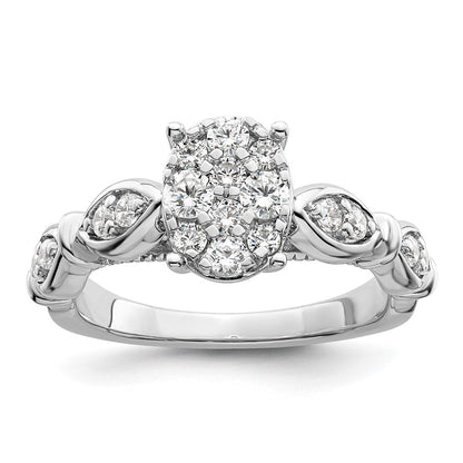 14K Weißgold Ring mit im Labor gezüchteten Diamanten VS/SI+ G+ im Cluster-Design