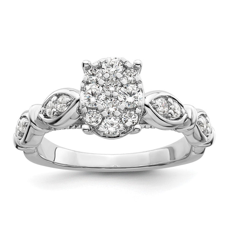 14K Weißgold Ring mit im Labor gezüchteten Diamanten VS/SI+ G+ im Cluster-Design