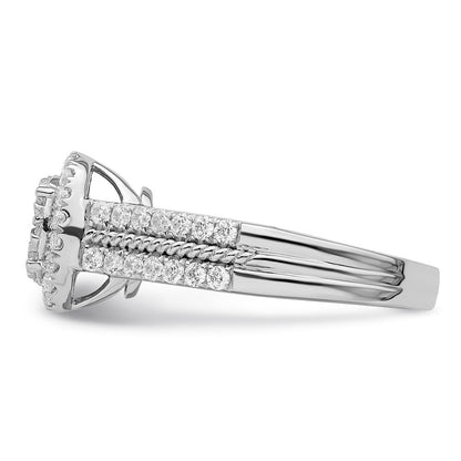 14K Weißgold Ring mit Diamant-Cluster aus Laborzüchtung, VS/SI+ G+