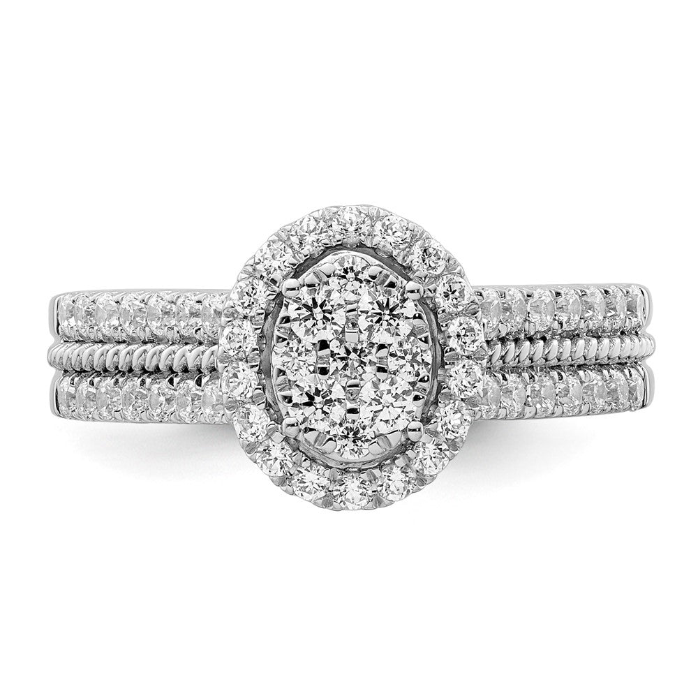 14K Weißgold Ring mit Diamant-Cluster aus Laborzüchtung, VS/SI+ G+