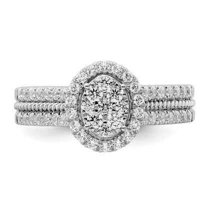 14K Weißgold Ring mit Diamant-Cluster aus Laborzüchtung, VS/SI+ G+