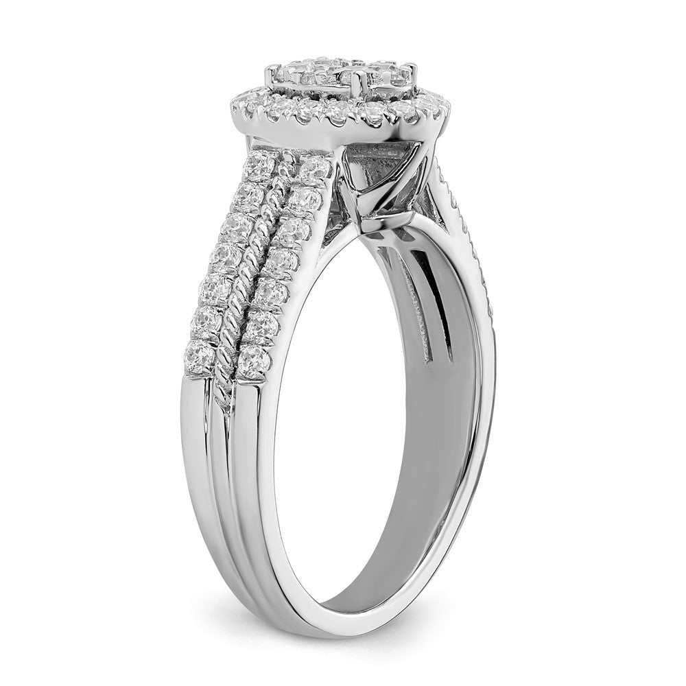 14K Weißgold Ring mit Diamant-Cluster aus Laborzüchtung, VS/SI+ G+