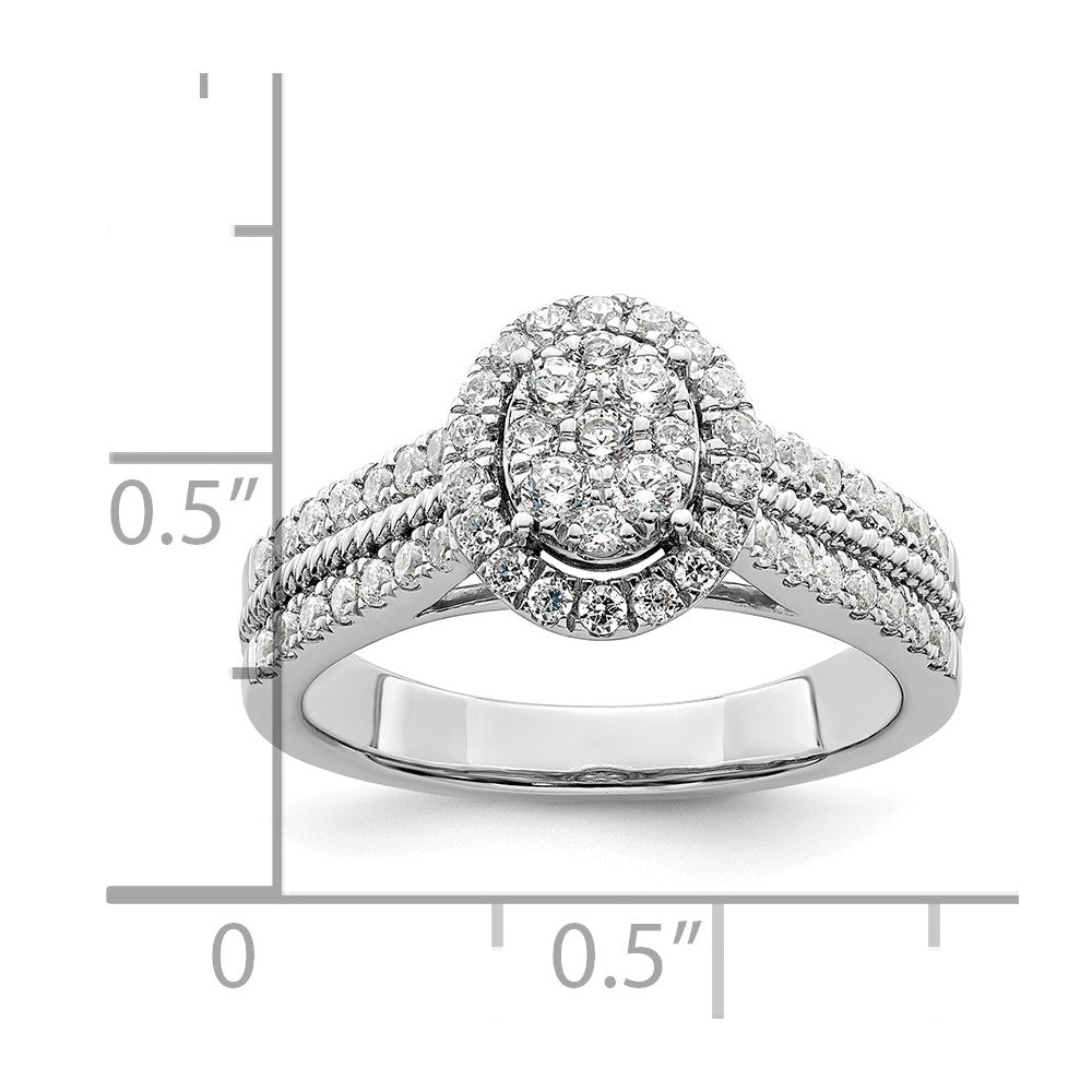 14K Weißgold Ring mit Diamant-Cluster aus Laborzüchtung, VS/SI+ G+