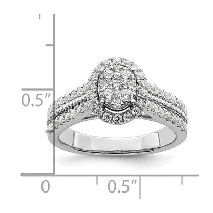 14K Weißgold Ring mit Diamant-Cluster aus Laborzüchtung, VS/SI+ G+