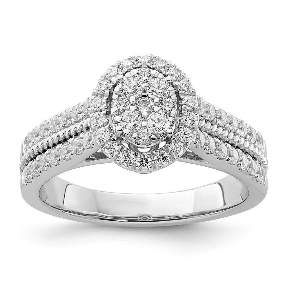 14K Weißgold Ring mit Diamant-Cluster aus Laborzüchtung, VS/SI+ G+