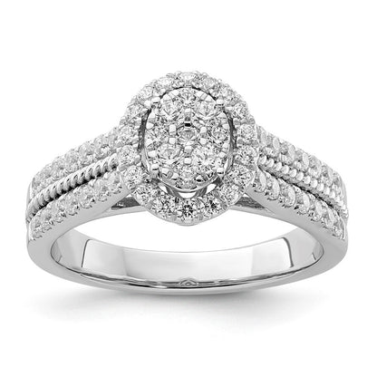14K Weißgold Ring mit Diamant-Cluster aus Laborzüchtung, VS/SI+ G+