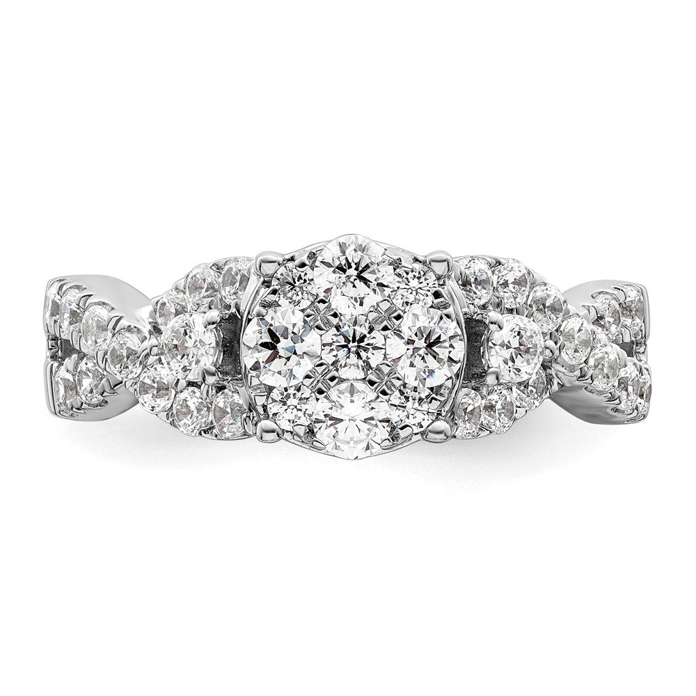 14K Weißgold Ring mit Diamant-Cluster aus dem Labor, VS/SI+ G+