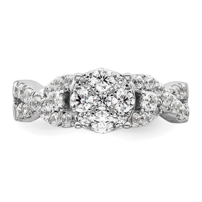 14K Weißgold Ring mit Diamant-Cluster aus dem Labor, VS/SI+ G+