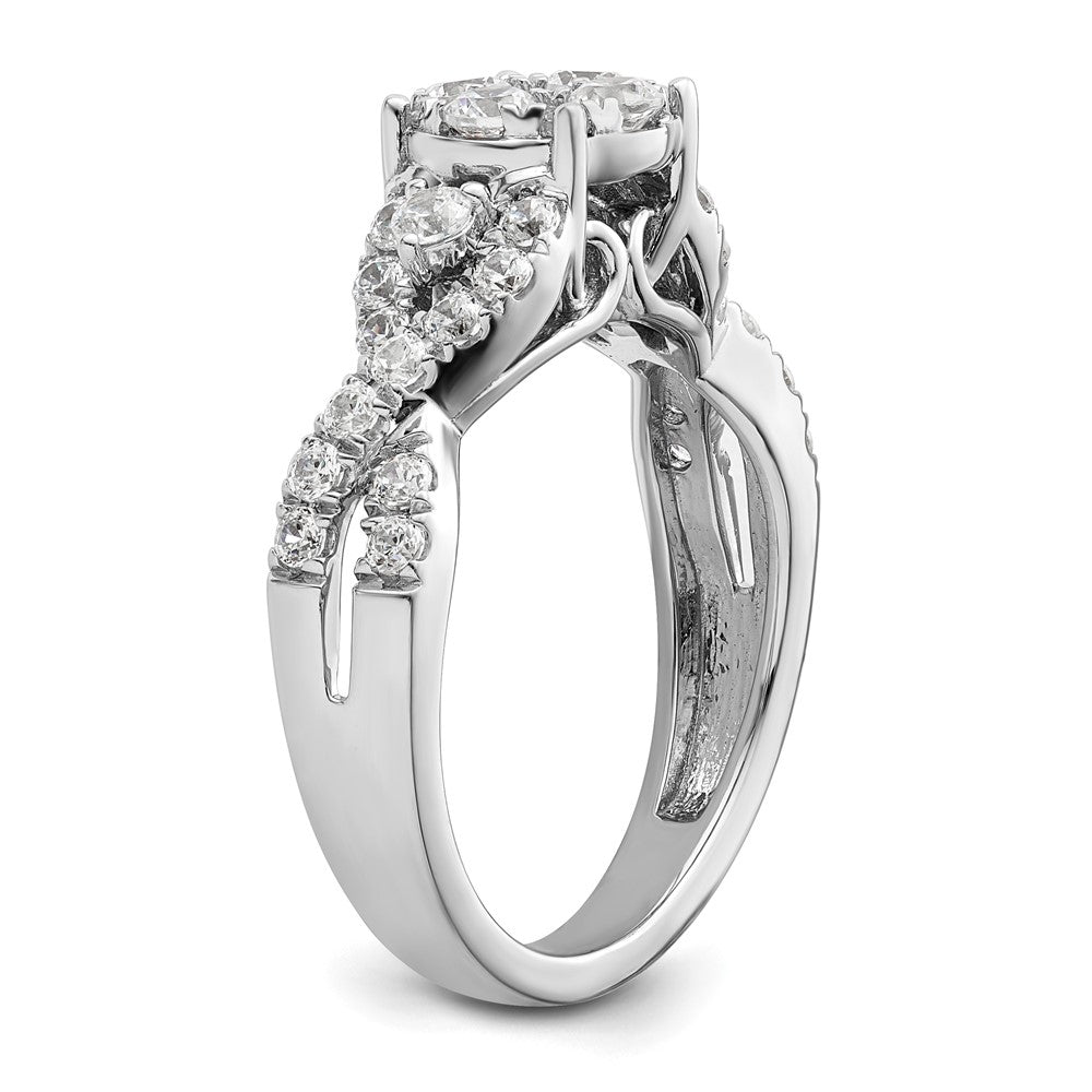 14K Weißgold Ring mit Diamant-Cluster aus dem Labor, VS/SI+ G+