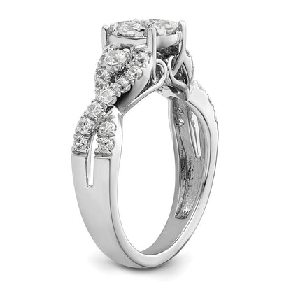 14K Weißgold Ring mit Diamant-Cluster aus dem Labor, VS/SI+ G+