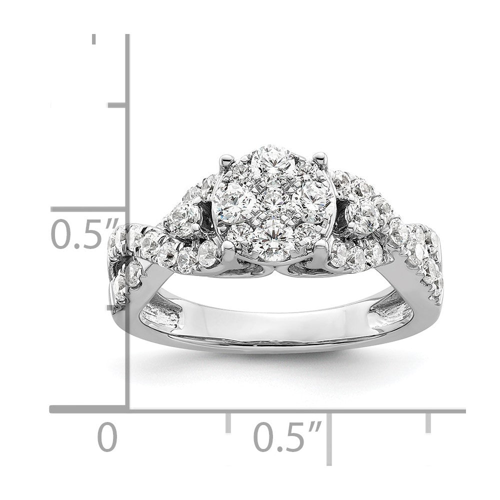 14K Weißgold Ring mit Diamant-Cluster aus dem Labor, VS/SI+ G+