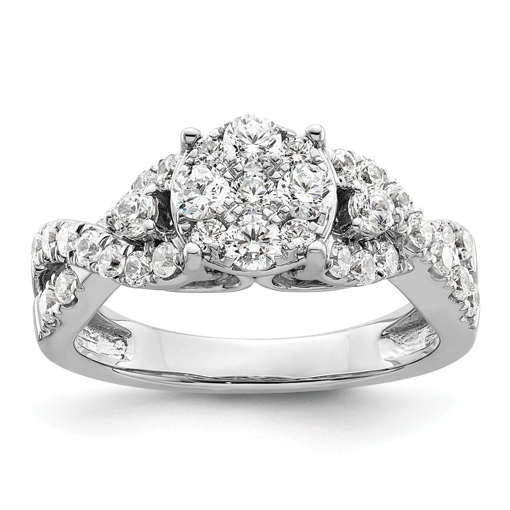 14K Weißgold Ring mit Diamant-Cluster aus dem Labor, VS/SI+ G+