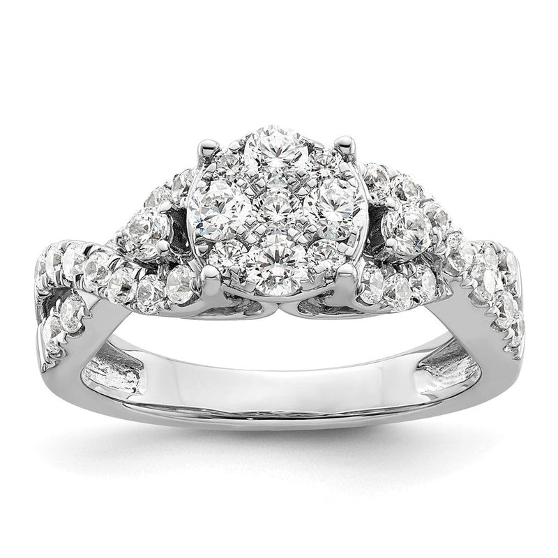 14K Weißgold Ring mit Diamant-Cluster aus dem Labor, VS/SI+ G+