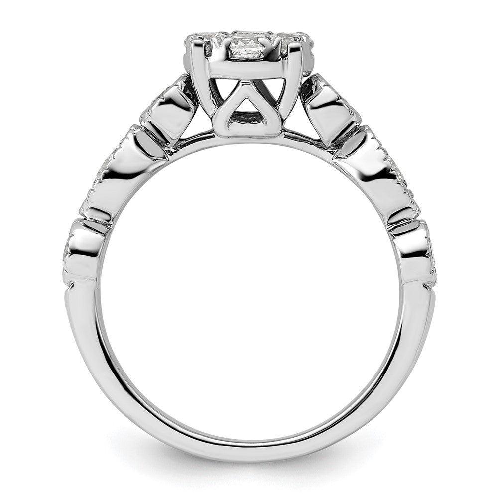 14K Weißgold Verlobungsring mit 0,75 ct. Laborgezüchteten Diamanten im Cluster-Design, VS/SI+ G+