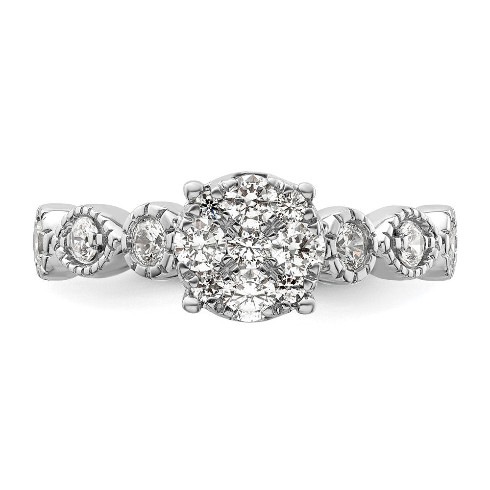 14K Weißgold Verlobungsring mit 0,75 ct. Laborgezüchteten Diamanten im Cluster-Design, VS/SI+ G+