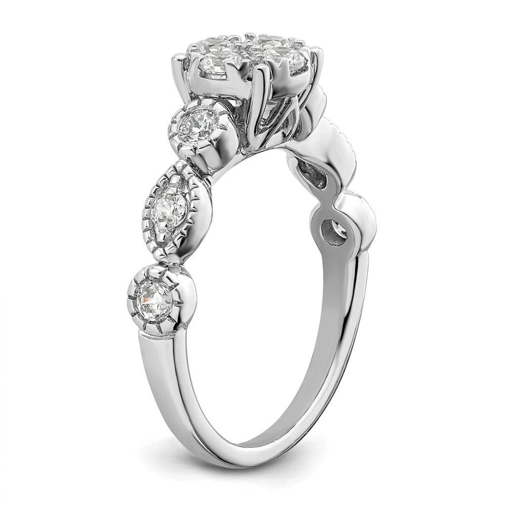 14K Weißgold Verlobungsring mit 0,75 ct. Laborgezüchteten Diamanten im Cluster-Design, VS/SI+ G+
